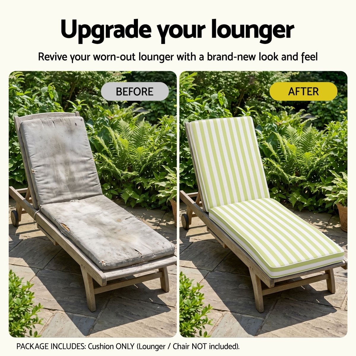 Gardeon Outdoor Sun Lounger Cushion - Green