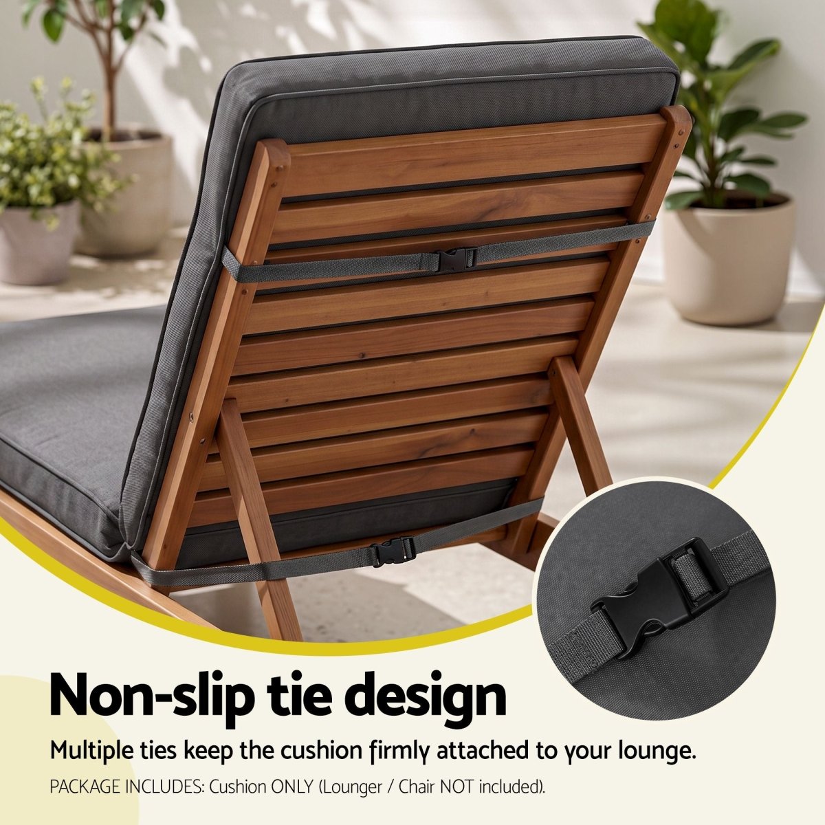 Gardeon Outdoor Sun Lounger Cushion - Grey