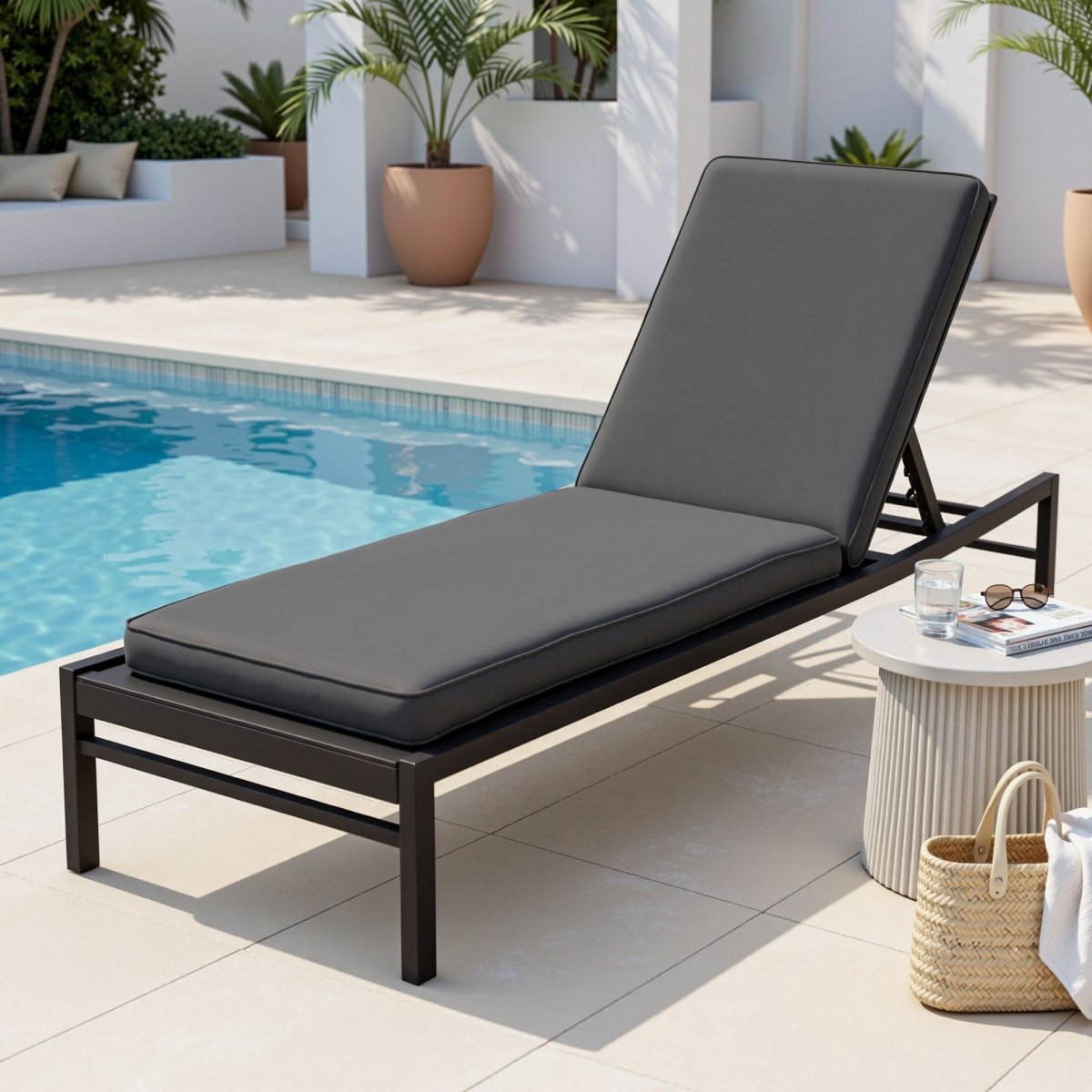 Gardeon Outdoor Sun Lounger Cushion - Grey