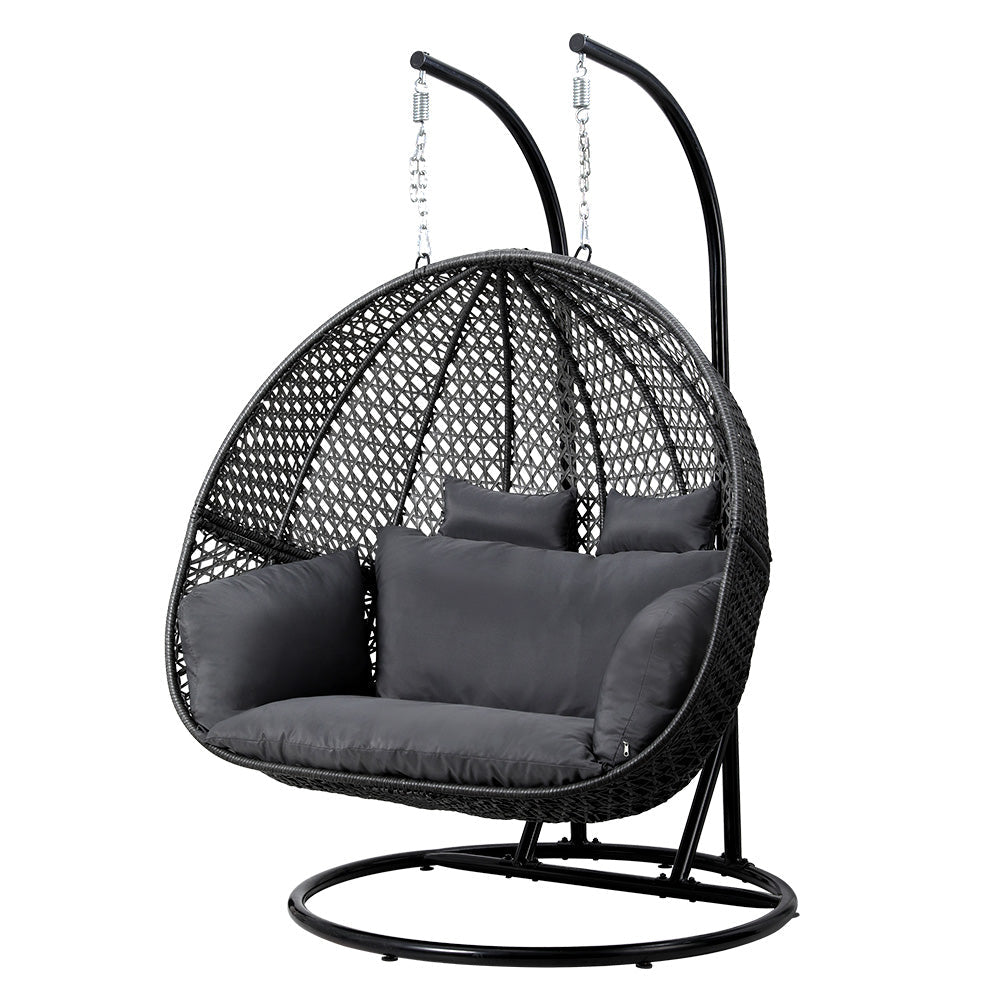 Gardeon Outdoor Swing Chair Hanging Rattan Patio Furniture Pod Stand Cushion 2 Seater | Home & Garden > Hammocks > Hammocks & Accessories