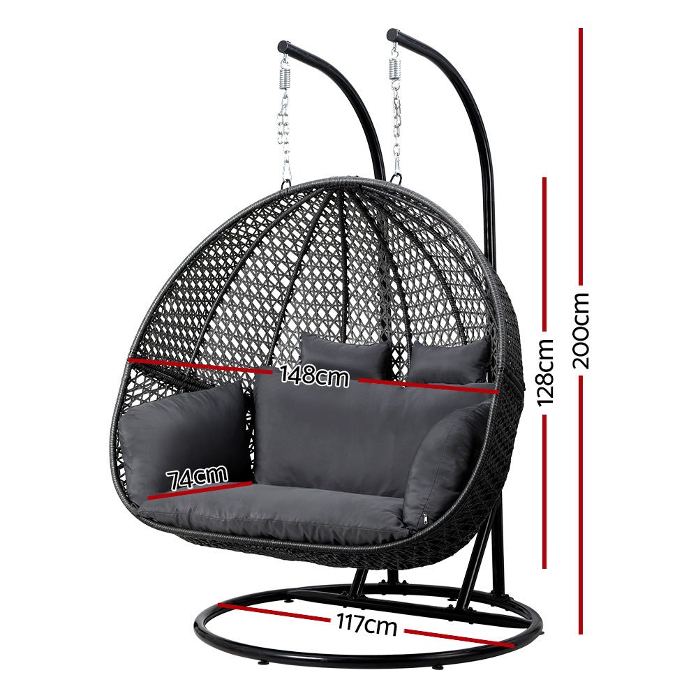 Gardeon Outdoor Swing Chair Hanging Rattan Patio Furniture Pod Stand Cushion 2 Seater | Home & Garden > Hammocks > Hammocks & Accessories