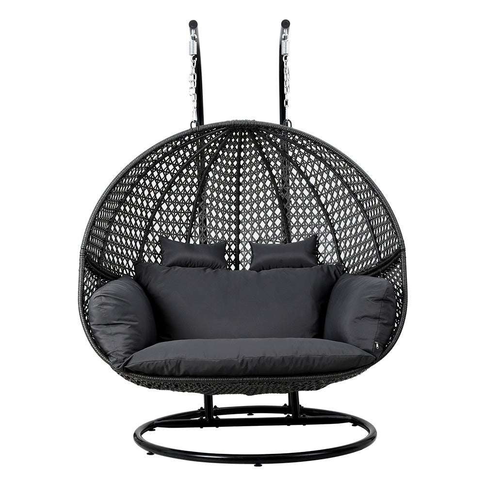 Gardeon Outdoor Swing Chair Hanging Rattan Patio Furniture Pod Stand Cushion 2 Seater | Home & Garden > Hammocks > Hammocks & Accessories