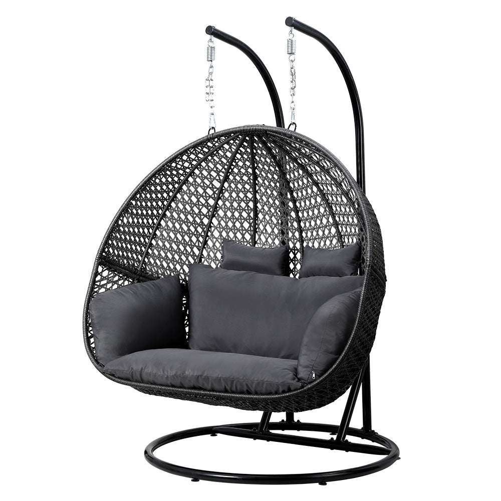 Gardeon Outdoor Swing Chair Hanging Rattan Patio Furniture Pod Stand Cushion 2 Seater | Home & Garden > Hammocks > Hammocks & Accessories