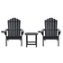 Gardeon Outdoor Table and Chairs HDPE Adirondack Beach Chair Sun Lounge Patio Furniture Garden Black | Outdoorium