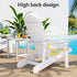 Gardeon Outdoor Table and Chairs HDPE Adirondack Beach Chair Sun Lounge Patio Furniture Garden White | Outdoorium