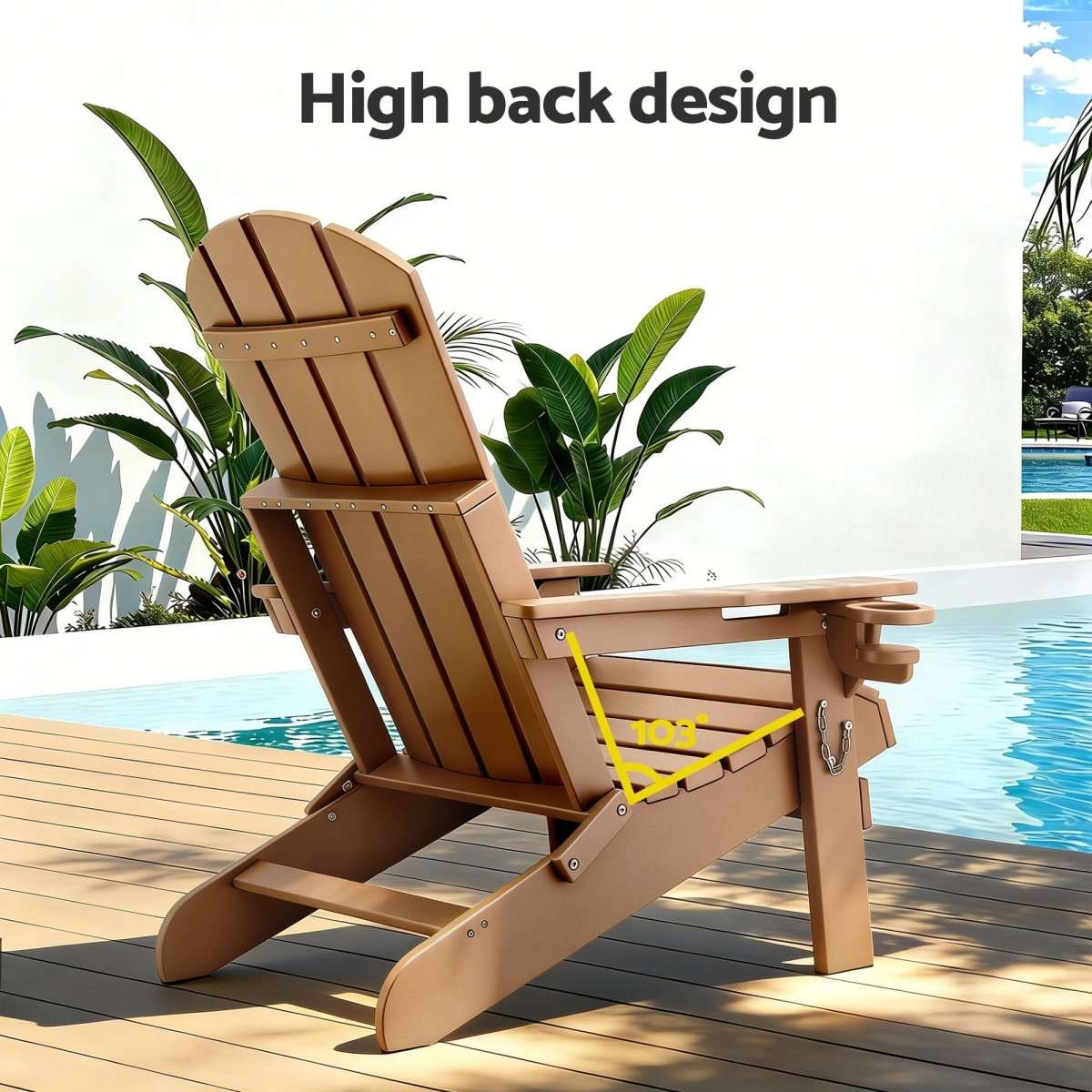 Gardeon Outdoor Table and Chairs HDPE Folding Adirondack Beach Chair Patio Furniture | Furniture > Outdoor > Outdoor Chairs
