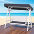 Gardeon Outdoor Wooden Swing Chair Garden Bench Canopy Cushion 3 Seater White | Outdoorium