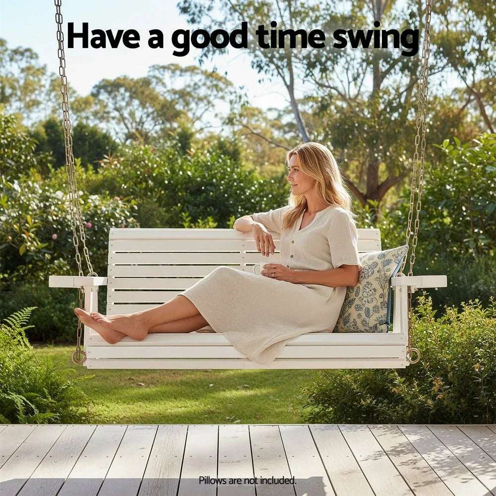 Gardeon Porch Outdoor Swing Chair With Cup Holder Wooden Furniture 2 Seater | Furniture > Outdoor > Outdoor Chairs