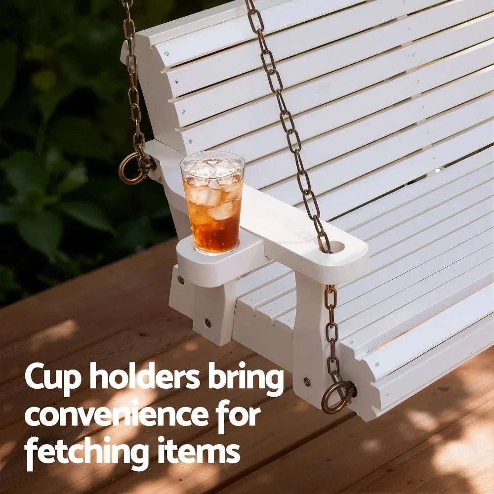 Gardeon Porch Outdoor Swing Chair With Cup Holder Wooden Furniture 2 Seater | Furniture > Outdoor > Outdoor Chairs