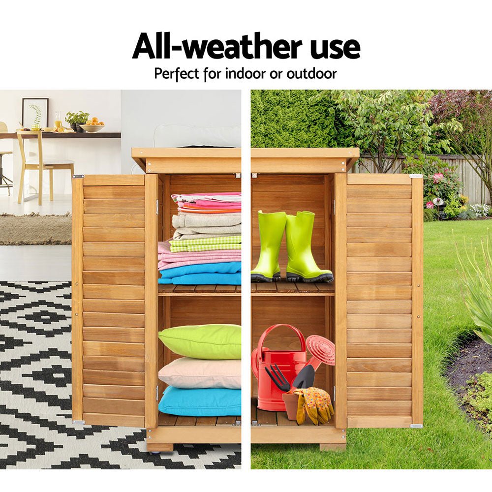 Gardeon Portable Wooden Garden Storage Cabinet - Outdoorium