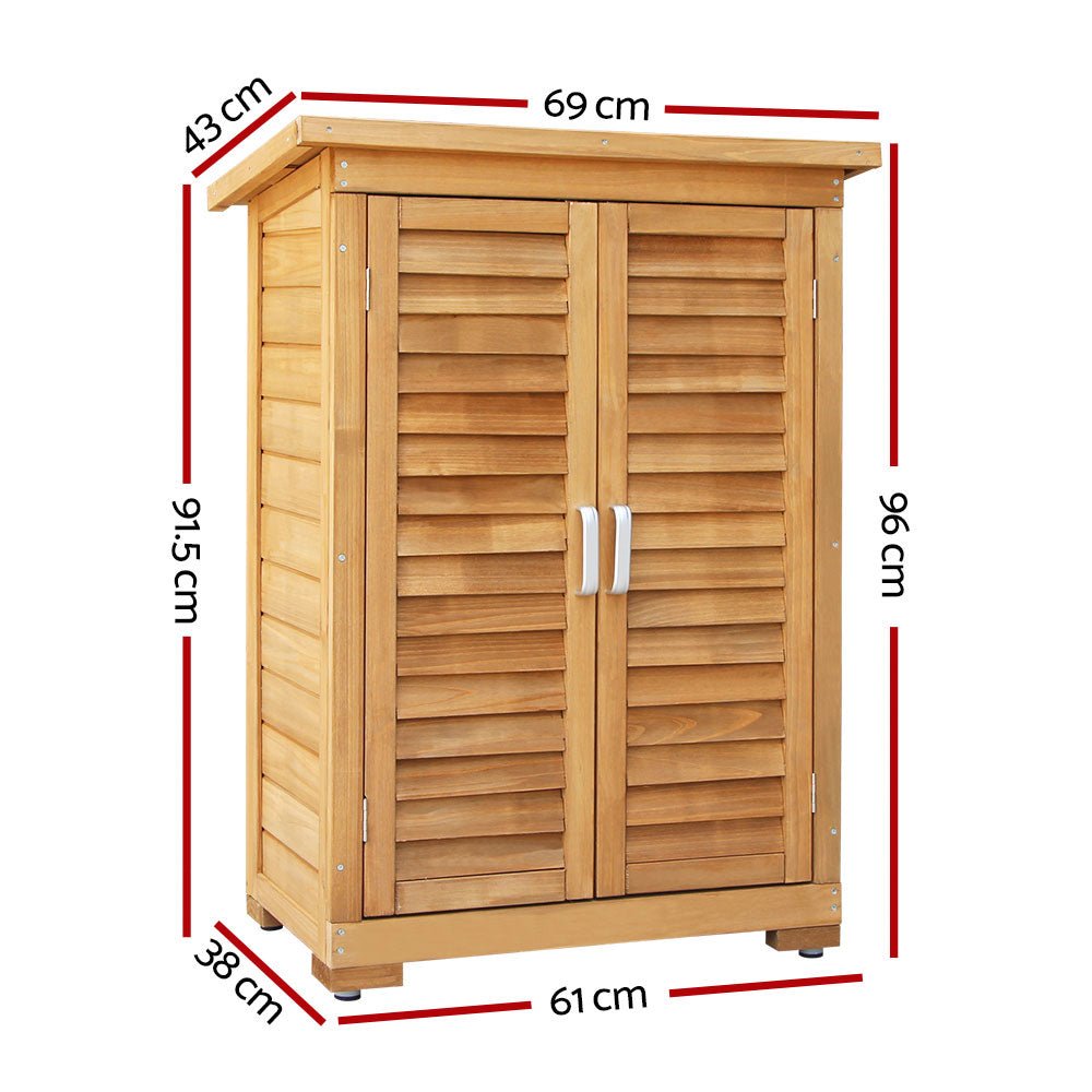 Gardeon Portable Wooden Garden Storage Cabinet - Outdoorium