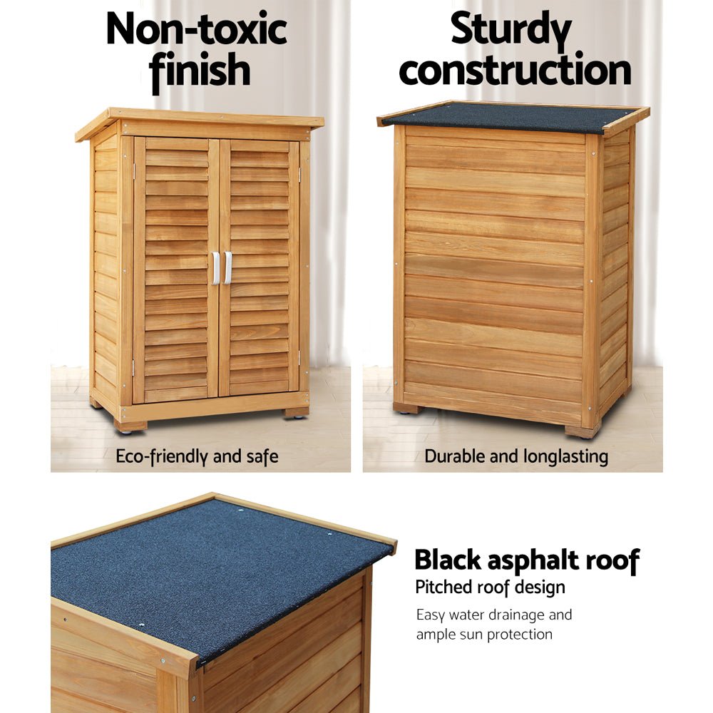 Gardeon Portable Wooden Garden Storage Cabinet - Outdoorium