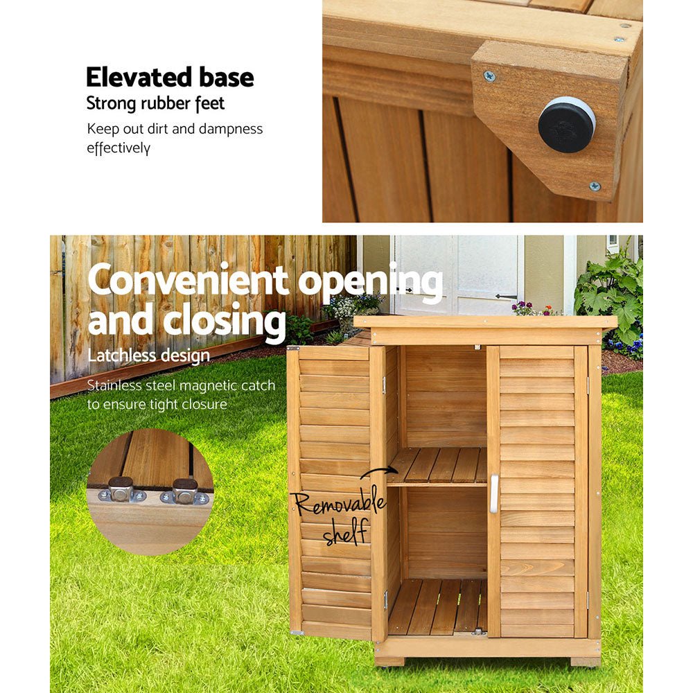 Gardeon Portable Wooden Garden Storage Cabinet - Outdoorium