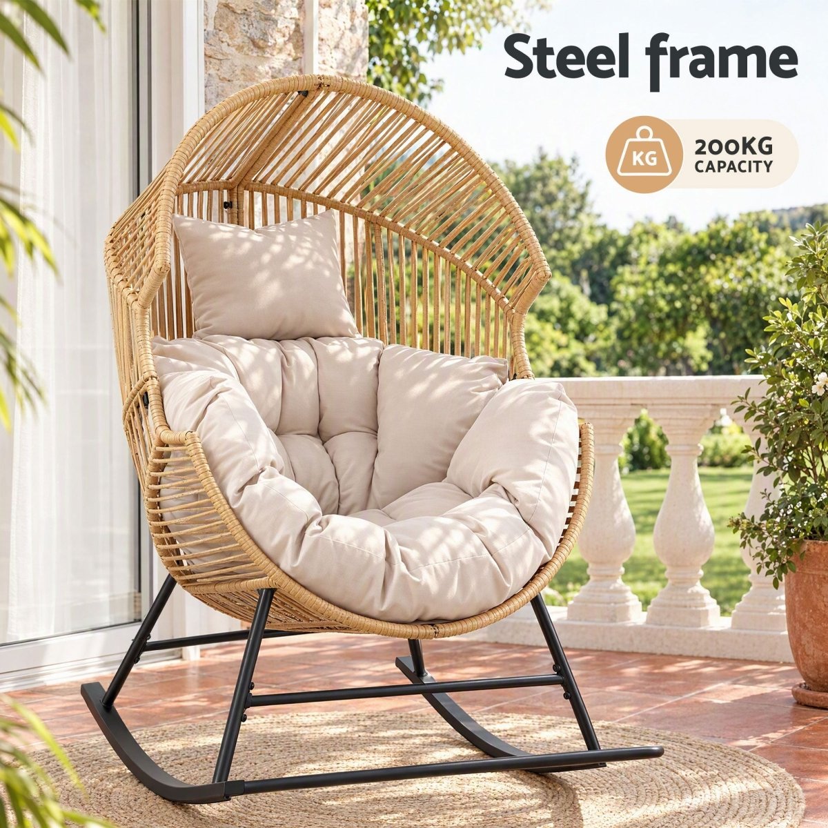 Gardeon natural egg chair outdoor setting