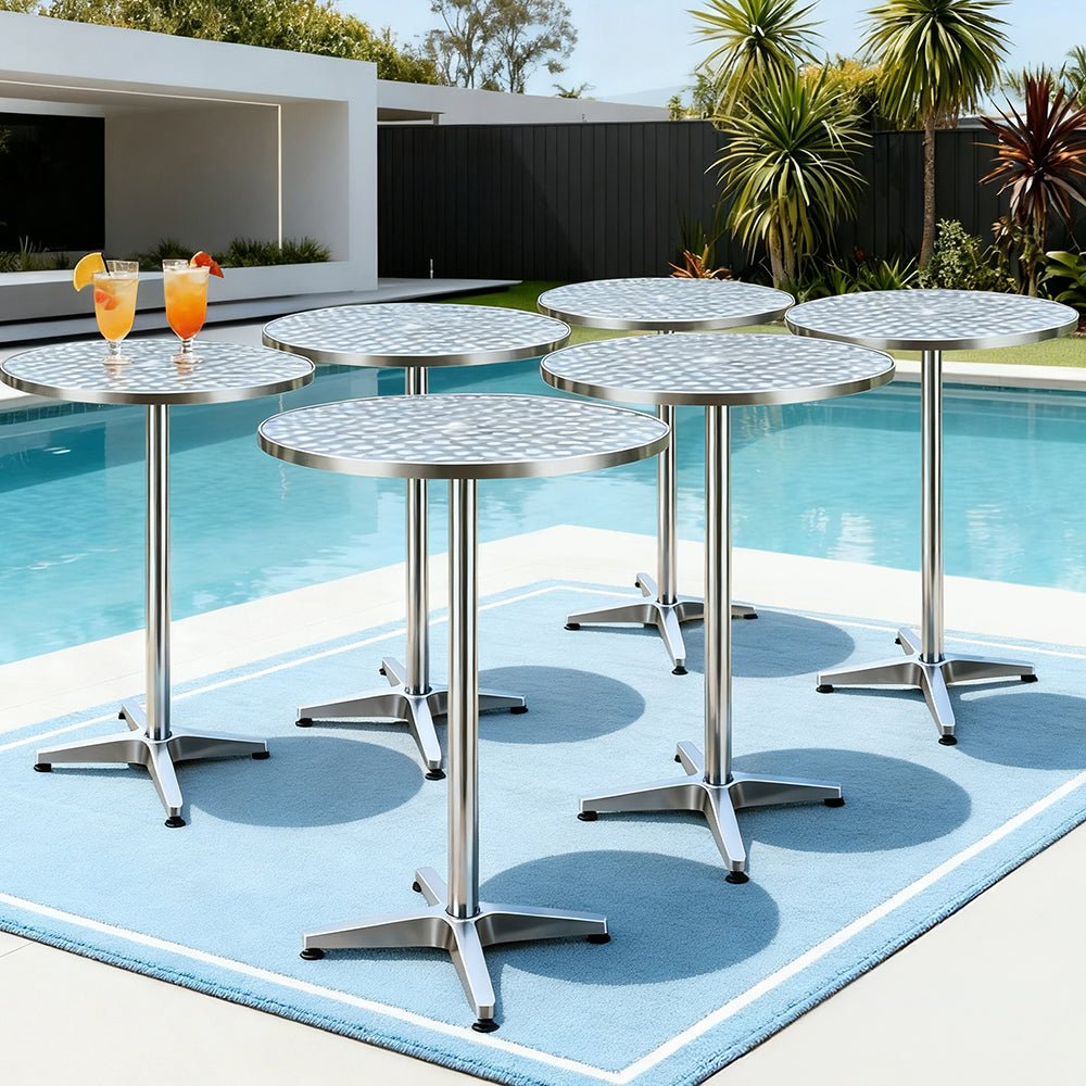 Gardeon Set of 6 Outdoor Bar Table Aluminium Round 70/110CM | Outdoorium
