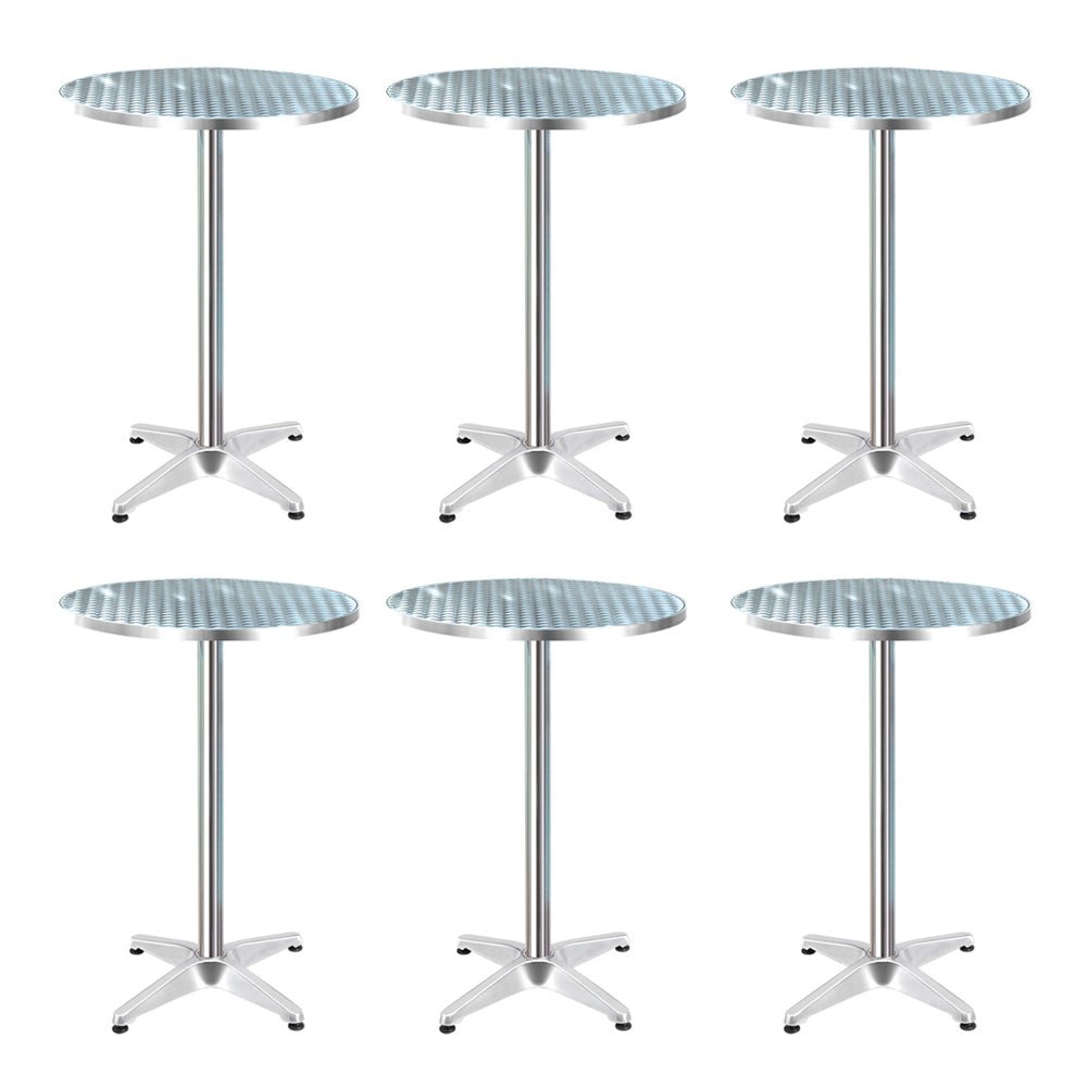 Gardeon Set of 6 Outdoor Bar Table Aluminium Round 70/110CM | Outdoorium