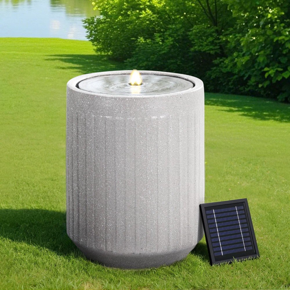 Gardeon Solar Fountain Water Feature Outdoor Fountain LED Lights Beige - Outdoorium