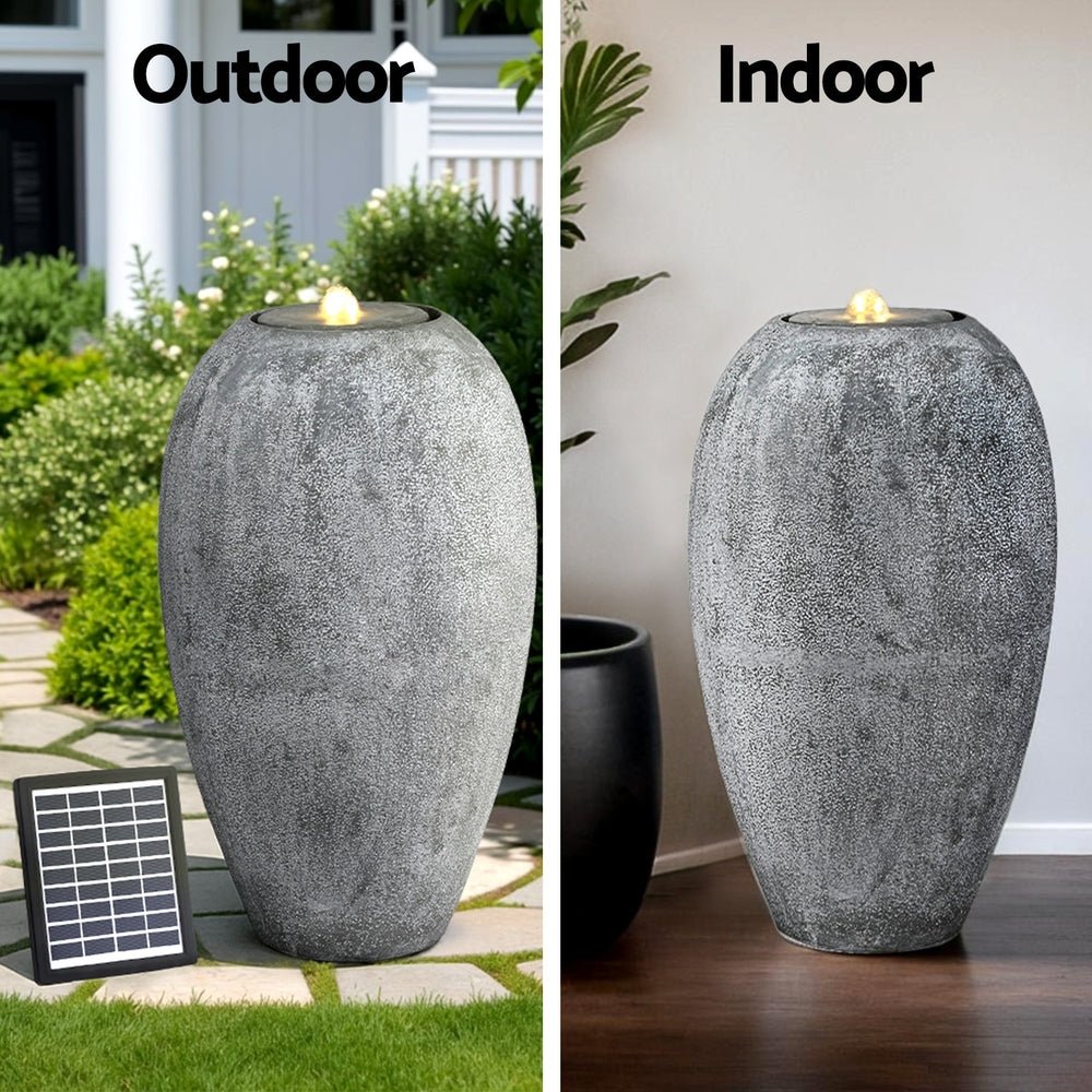 Gardeon Solar Fountain Water Feature Outdoor Fountain LED Lights Beige | Outdoorium