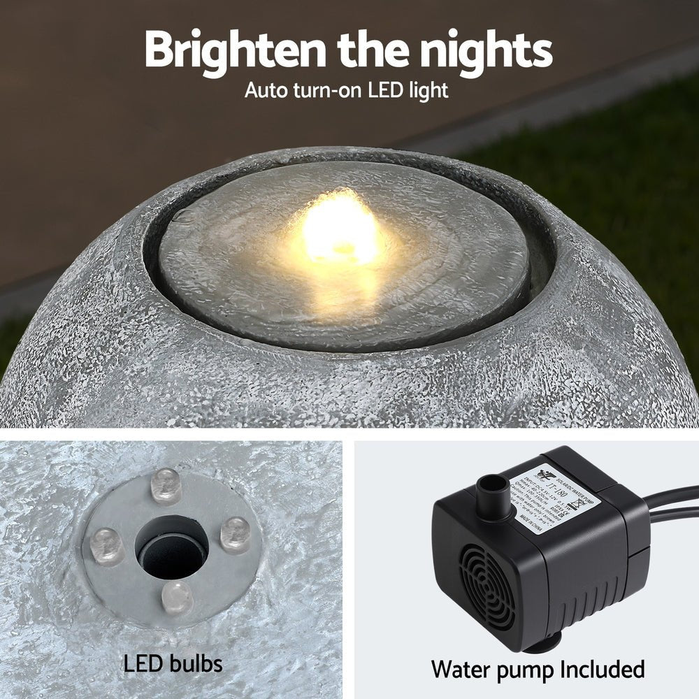 Gardeon Solar Fountain Water Feature Outdoor Fountain LED Lights Beige | Outdoorium