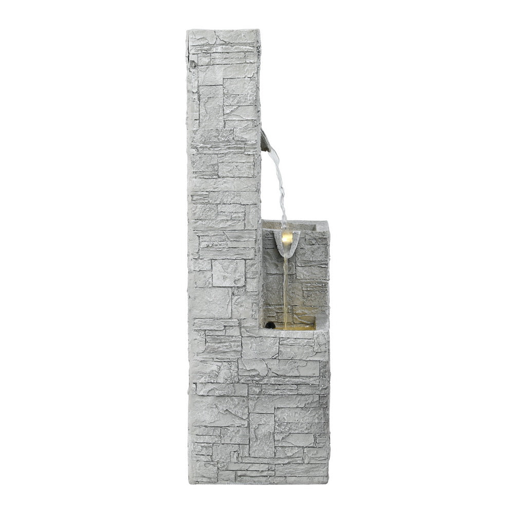 Gardeon Solar Fountain Water Feature Outdoor Indoor 4 - Tier Square Cascading Beige | Outdoorium