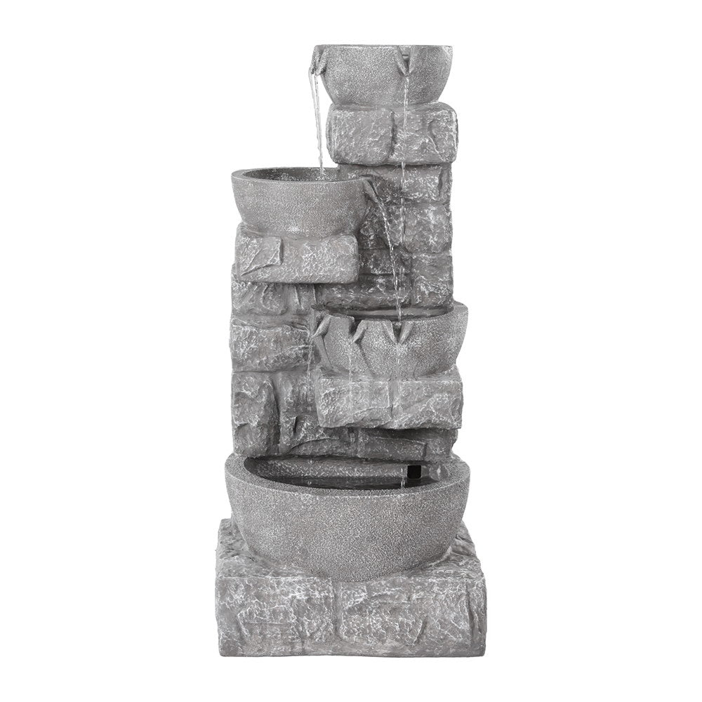 Gardeon Solar Fountain Water Feature Outdoor LED Lights Gray | Outdoorium