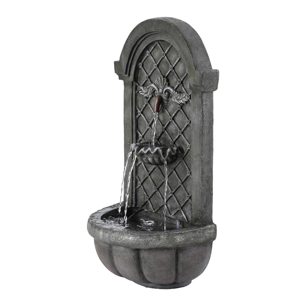 Gardeon Solar Fountain Water Feature Wall Mount Garden Fountains 80CM Grey - Outdoorium