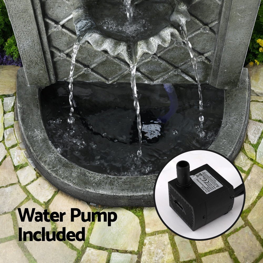 Gardeon Solar Fountain Water Feature Wall Mount Garden Fountains 80CM Grey - Outdoorium