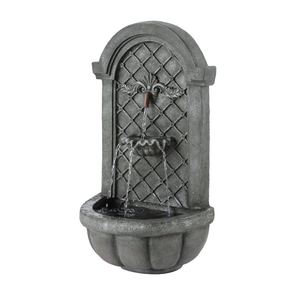 Gardeon Solar Fountain Water Feature Wall Mount Garden Fountains 80CM Grey - Outdoorium