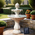 Gardeon Solar Water Feature 3 - Tier Fountain with Pump Kit Bird Bath 93CM Ivory - Outdoorium