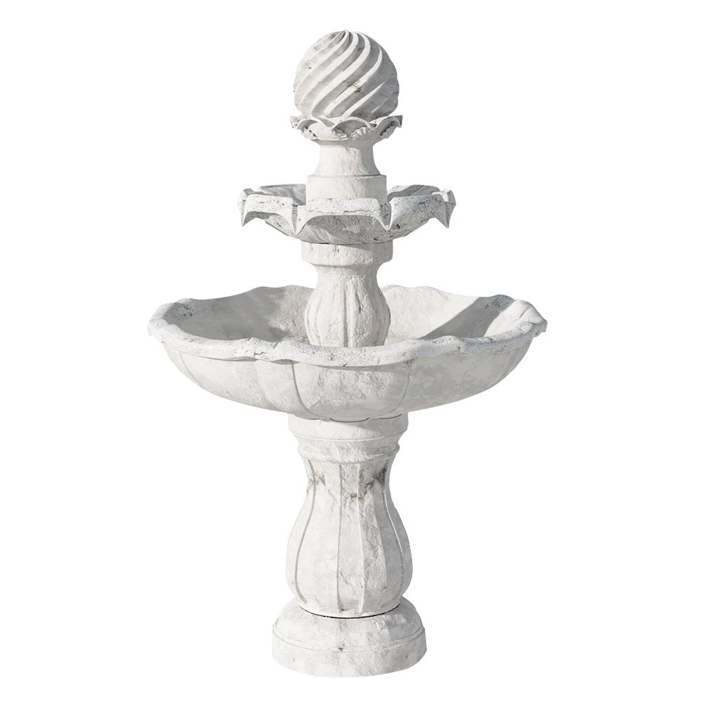 Gardeon Solar Water Feature 3 - Tier Fountain with Pump Kit Bird Bath 93CM Ivory - Outdoorium