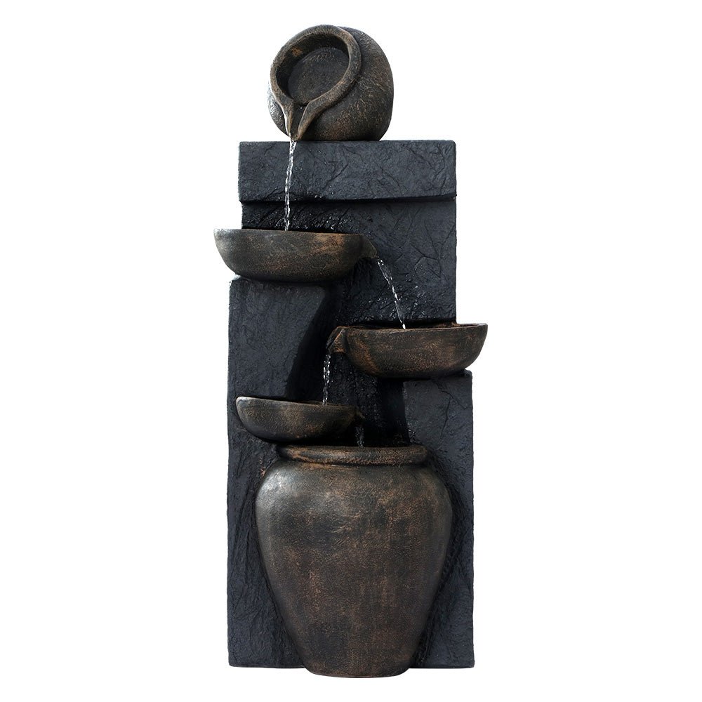 Gardeon Solar Water Feature Cascading Fountain 5 Tiered Bowl Bird Bath 99CM | Outdoorium