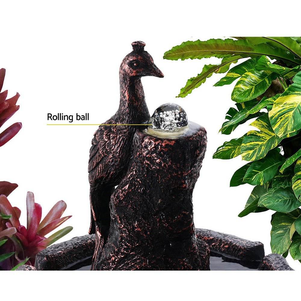 Gardeon Solar Fountain Water Feature with Pump Kit Bird Bath 106CM Peacock - Outdoorium