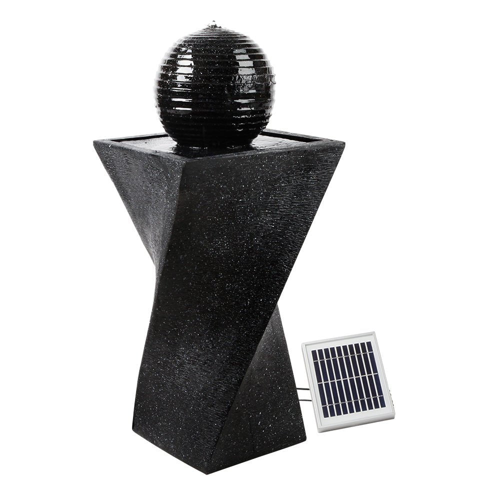 Gardeon Solar Water Feature Twisted Fountain LED Light Bird Bath 85CM Black - Outdoorium