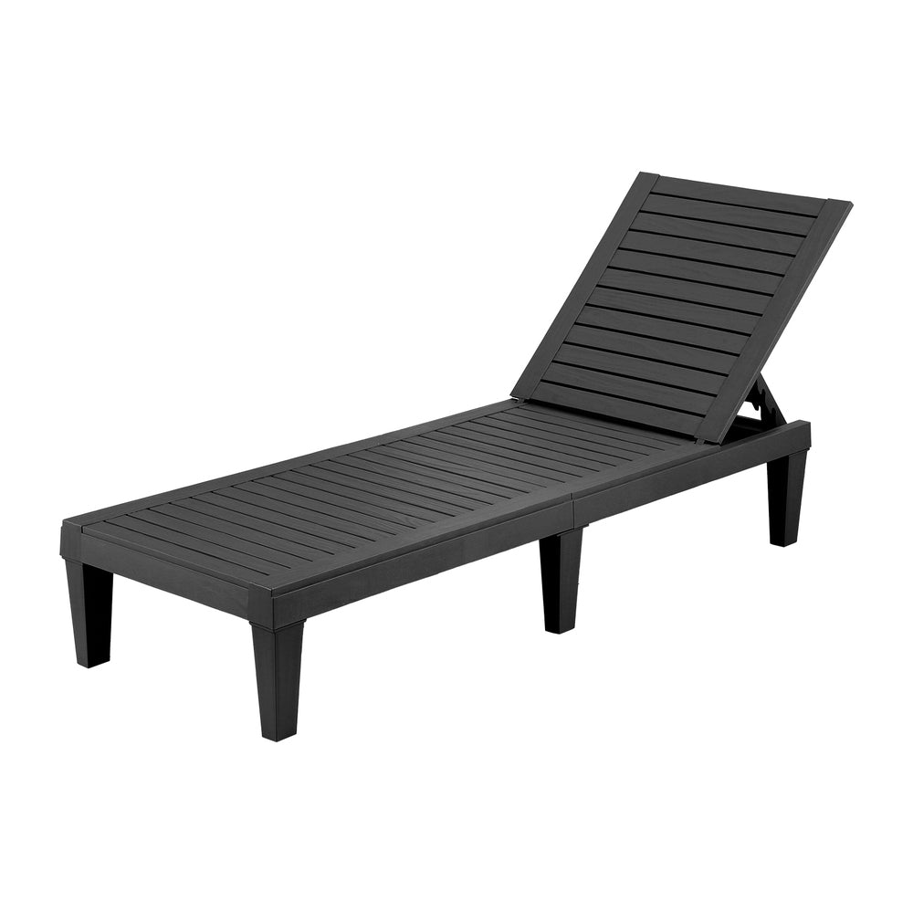 Gardeon Sun Lounge Adjustable Recliner Patio Outdoor Furniture Lightweight Black - Outdoorium