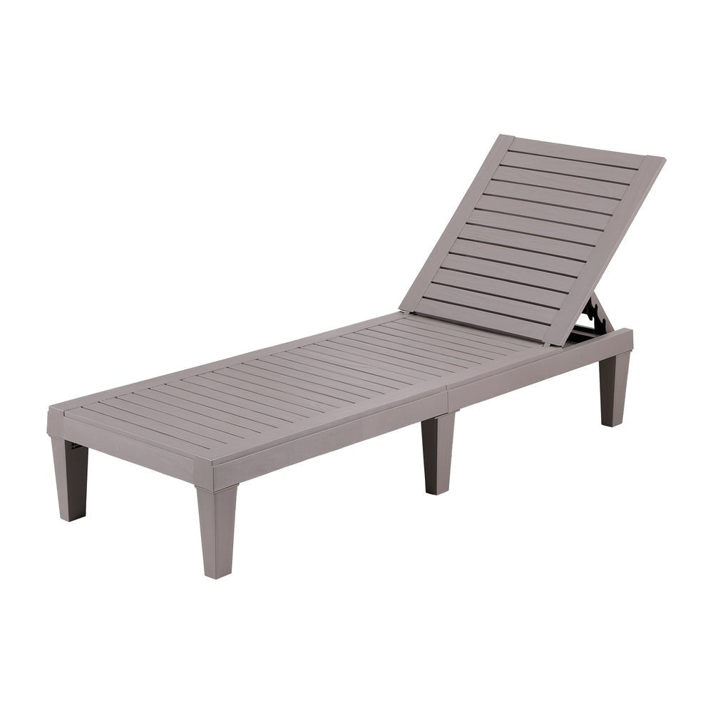 Gardeon Sun Lounge Adjustable Recliner Patio Outdoor Furniture Lightweight Grey - Outdoorium