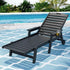 Gardeon Sun Lounge Lounger Beach Chair HDPE Patio Outdoor Furniture with Wheels Black | Furniture > Outdoor > Outdoor Chairs