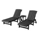 Gardeon Sun Lounge Lounger Table and Chairs Beach Chair HDPE Patio Outdoor Furniture Wheels Black | Outdoorium