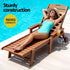 Gardeon Sun Lounge Lounger Table and Chairs Beach Chair HDPE Patio Outdoor Furniture Wheels Brown | Furniture > Outdoor > Outdoor Chairs