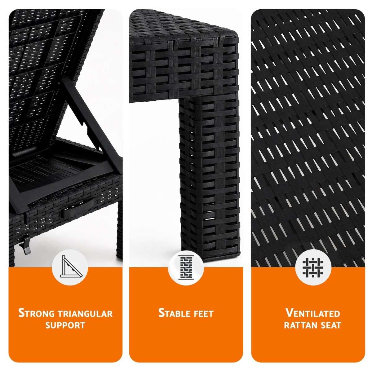 Gardeon Sun Lounge Outdoor Folding Recliner Patio Pool Beach Chair Rattan Black | Home & Garden > Bedding > Bed Sheets