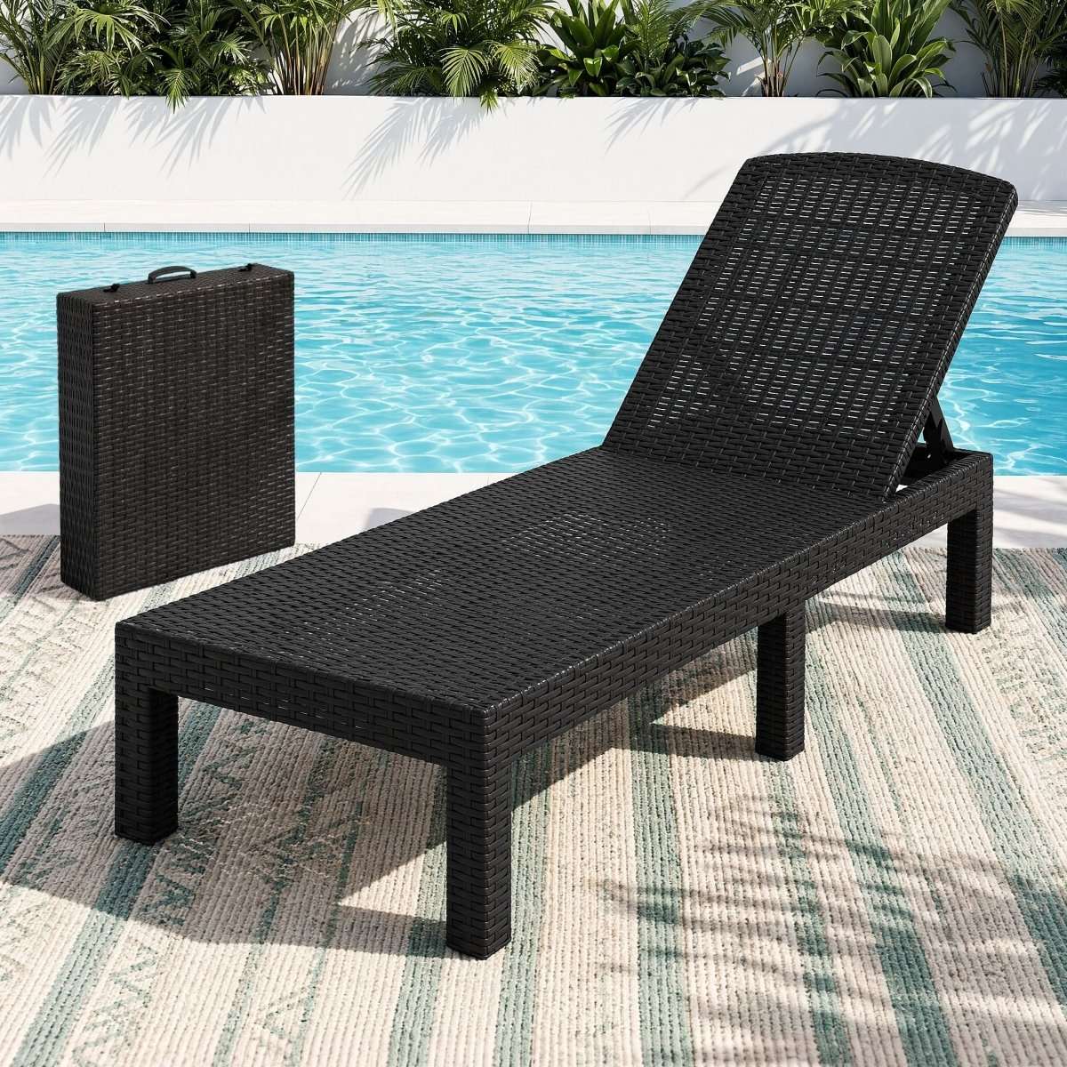 Gardeon Sun Lounge Outdoor Folding Recliner Patio Pool Beach Chair Rattan Black | Home & Garden > Bedding > Bed Sheets