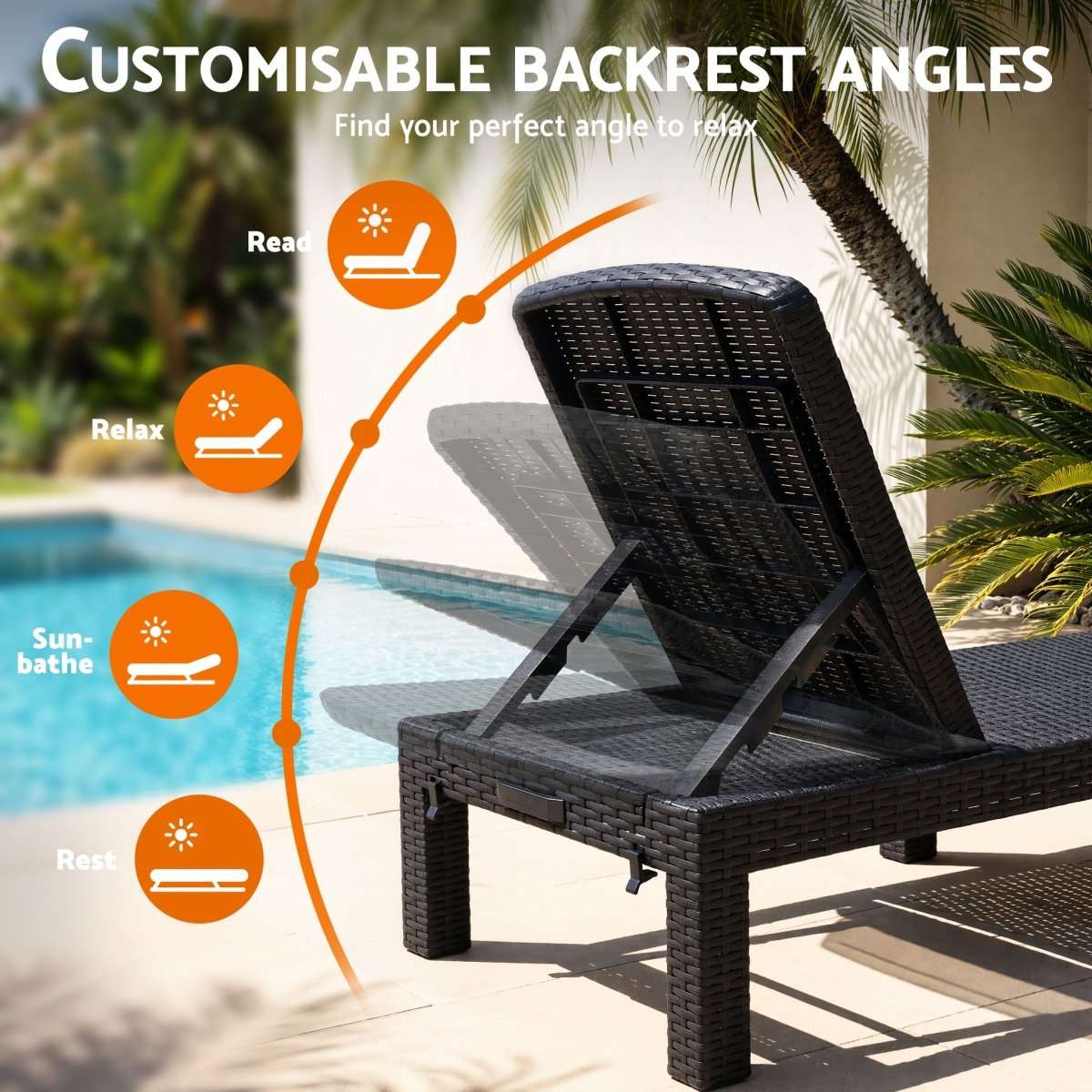 Gardeon Sun Lounge Outdoor Folding Recliner Patio Pool Beach Chair Rattan Black | Home & Garden > Bedding > Bed Sheets
