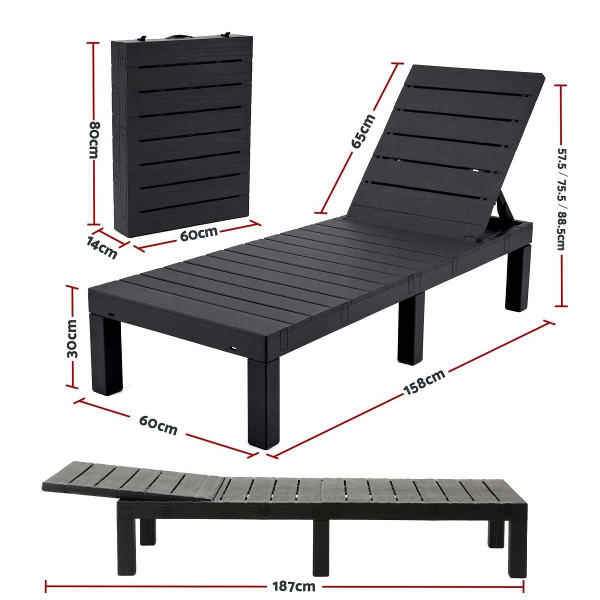 Gardeon Sun Lounge Outdoor Folding Recliner Patio Pool Beach Chair Slatted Black | Home & Garden > Bedding > Bed Sheets