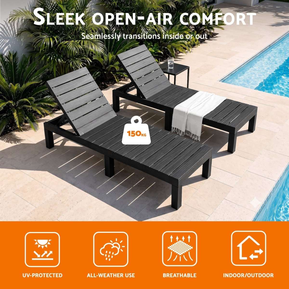 Gardeon Sun Lounge Outdoor Folding Recliner Patio Pool Beach Chair Slatted Black | Home & Garden > Bedding > Bed Sheets