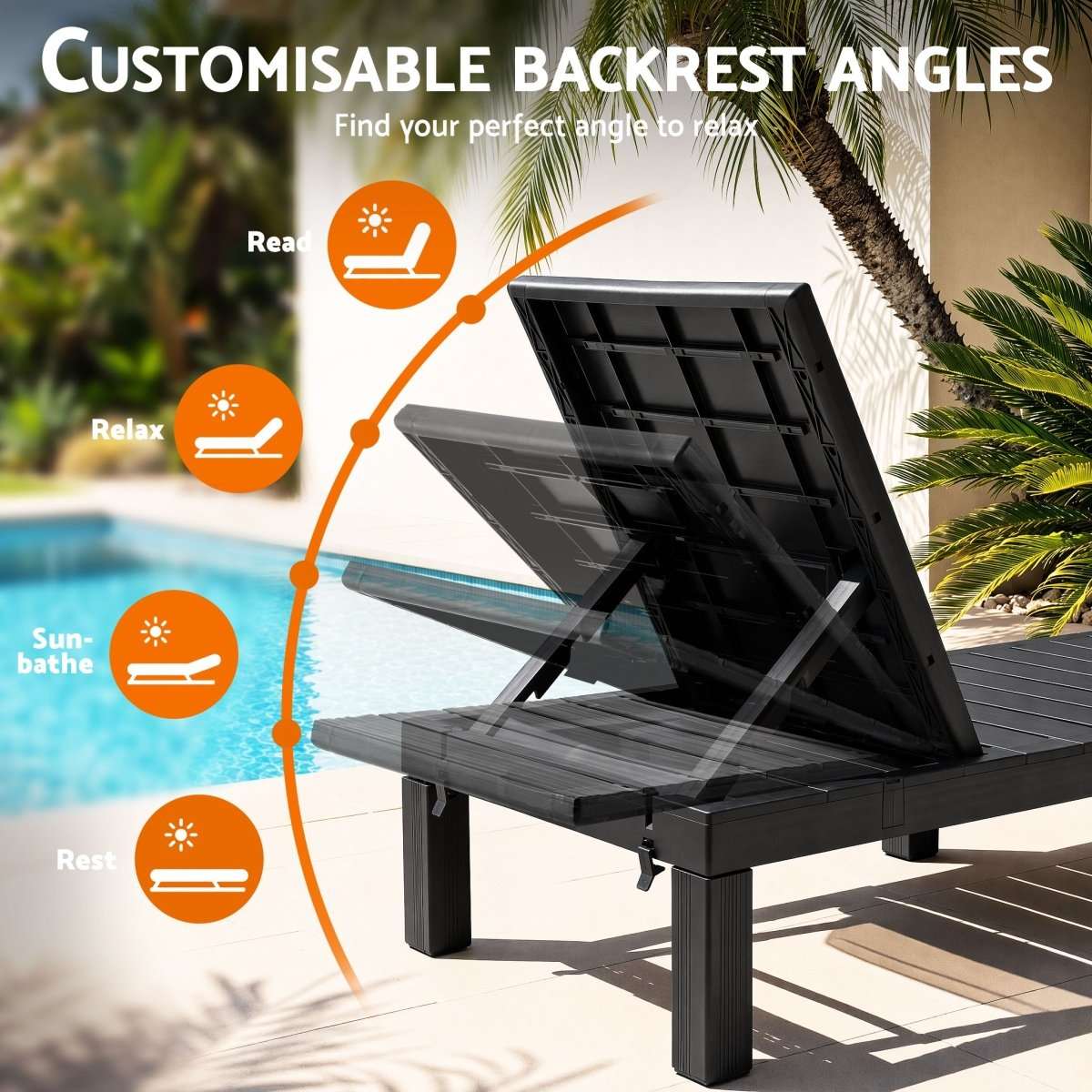 Gardeon Sun Lounge Outdoor Folding Recliner Patio Pool Beach Chair Slatted Black | Home & Garden > Bedding > Bed Sheets