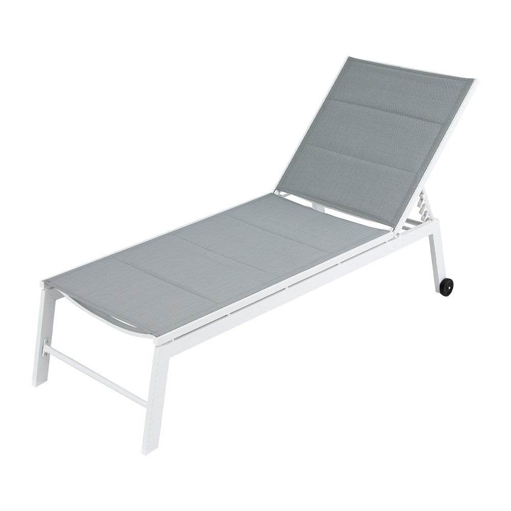 Gardeon Sun Lounger Chaise Lounge Wheels Patio Furniture Outdoor Setting White - Outdoorium