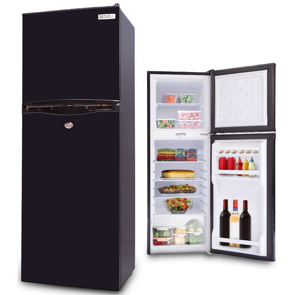 GECKO 142L Upright Portable Fridge / Freezer, 12V/24V for Motorhome and Caravan, Black | Outdoorium