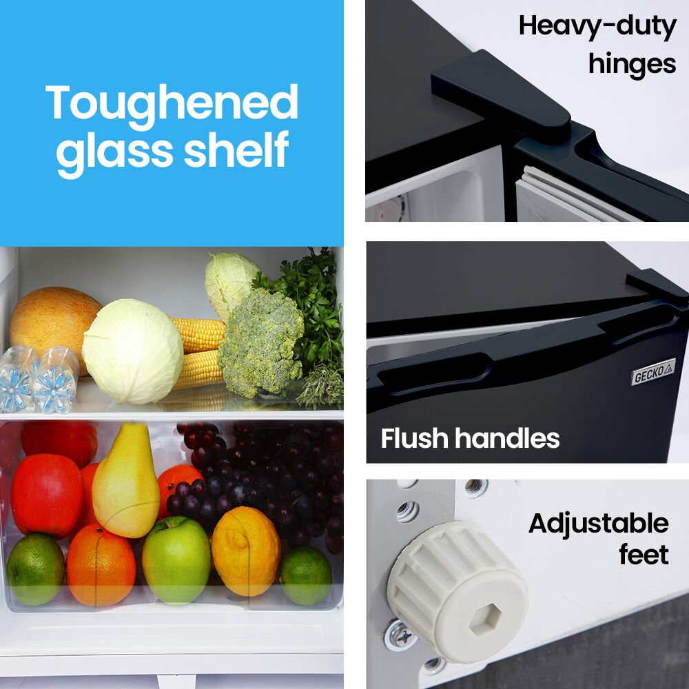 GECKO 142L Upright Portable Fridge / Freezer, 12V/24V for Motorhome and Caravan, Black | Outdoorium