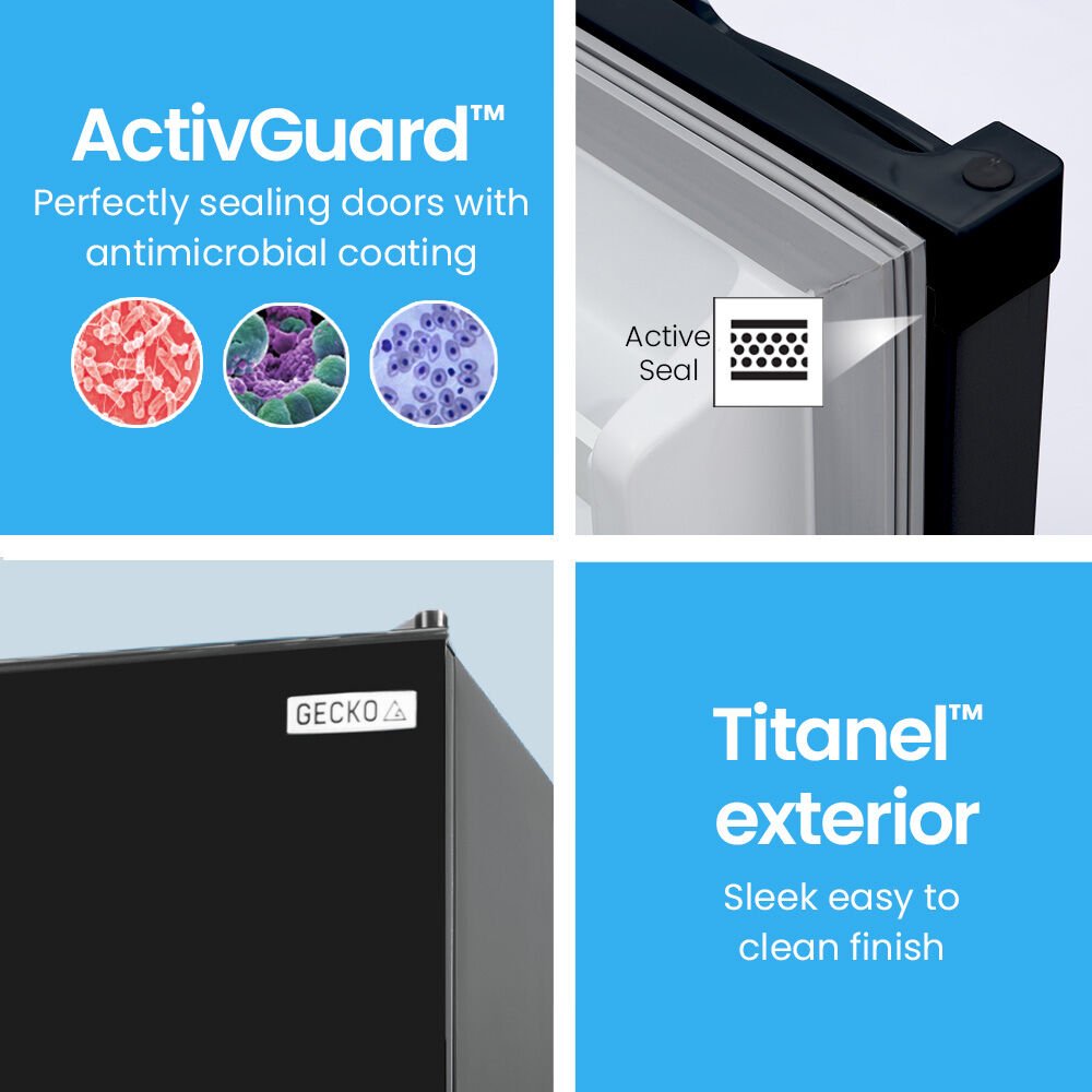 GECKO 142L Upright Portable Fridge / Freezer, 12V/24V for Motorhome and Caravan, Black | Outdoorium