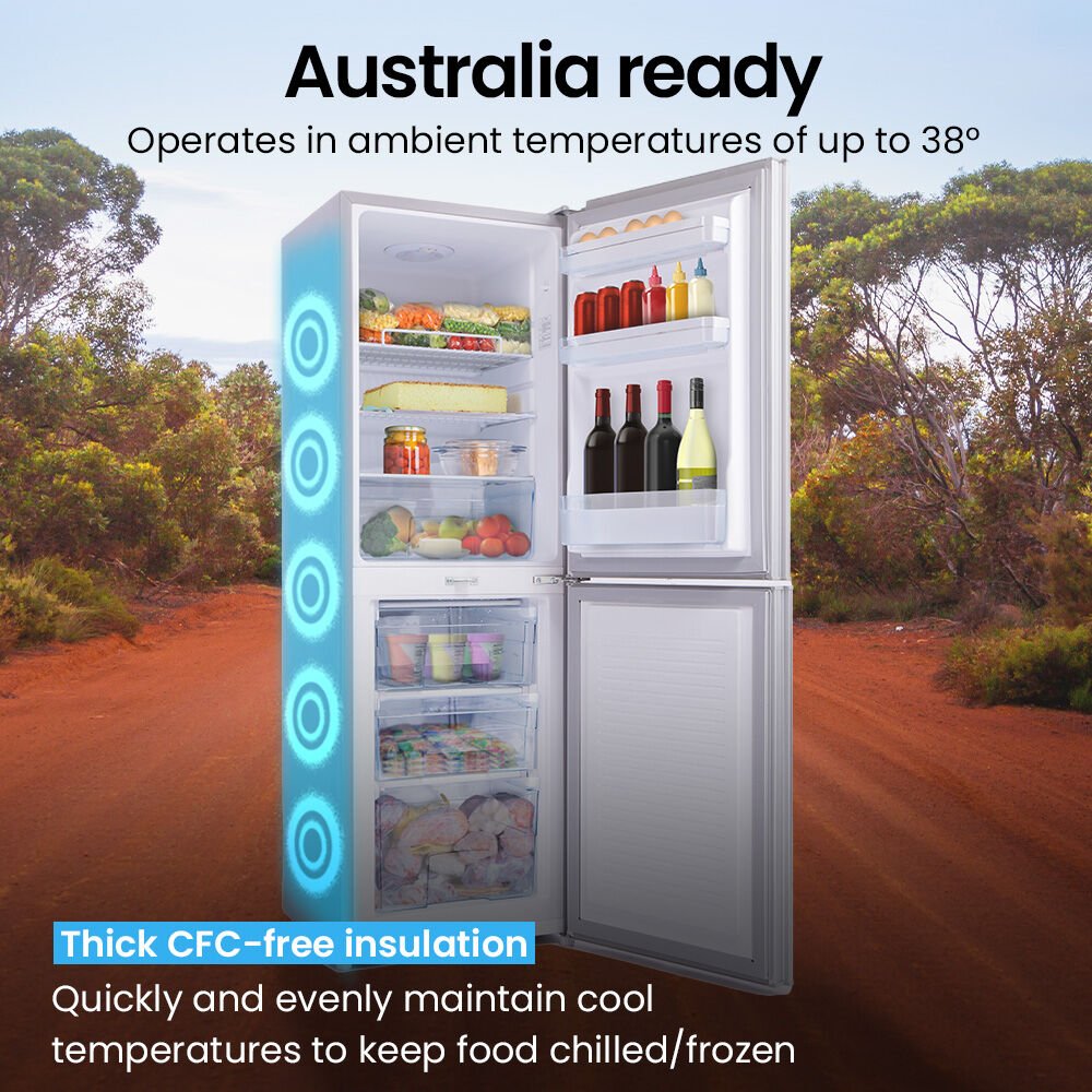 GECKO 160L Upright Portable Fridge / Freezer, 12V/24V for Motorhome and Caravan, Silver | Outdoorium