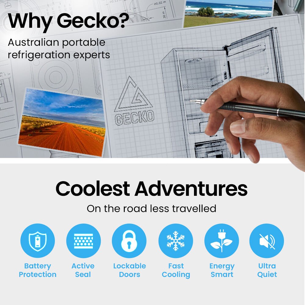 GECKO 160L Upright Portable Fridge / Freezer, 12V/24V for Motorhome and Caravan, Silver | Outdoorium